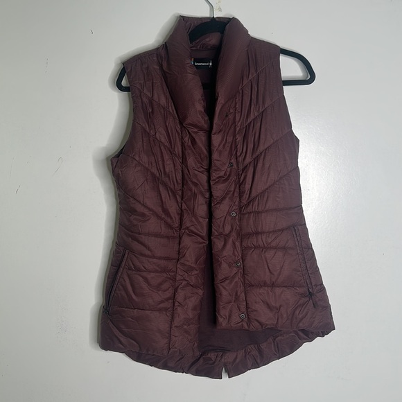Smart wool smart loft wool burgundy puffer vest size small - Picture 2 of 16